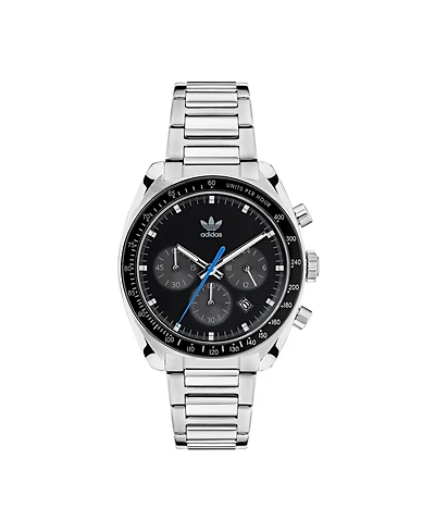 adidas Unisex Three Hand Edition One Chrono Silver-Tone Stainless Steel Bracelet Watch 40mm