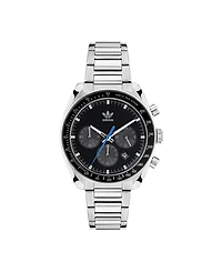 adidas Unisex Three Hand Edition One Chrono Silver-Tone Stainless Steel Bracelet Watch 40mm