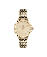 adidas Unisex Three Hand Code One Small Gold-Tone Stainless Steel Bracelet Watch 35mm