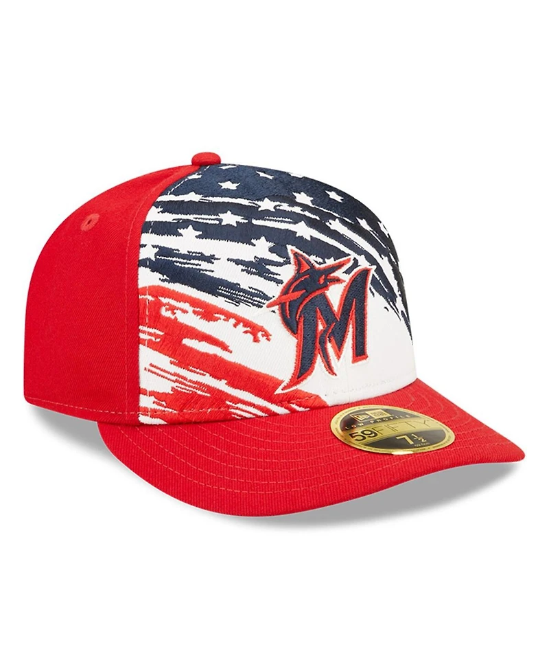 Men's New Era Red Miami Marlins 2022 4th of July Low Profile 59FIFTY Fitted Hat