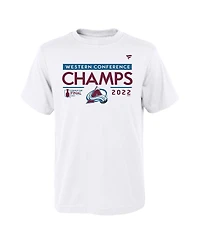 Big Boys and Girls Fanatics White Colorado Avalanche 2022 Western Conference Champions Locker Room T-shirt