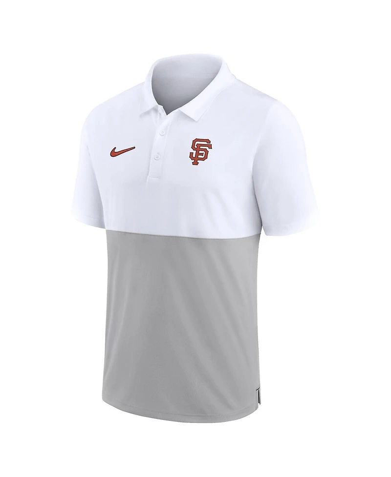 Men's Nike White, Silver San Francisco Giants Team Baseline Striped Performance Polo Shirt