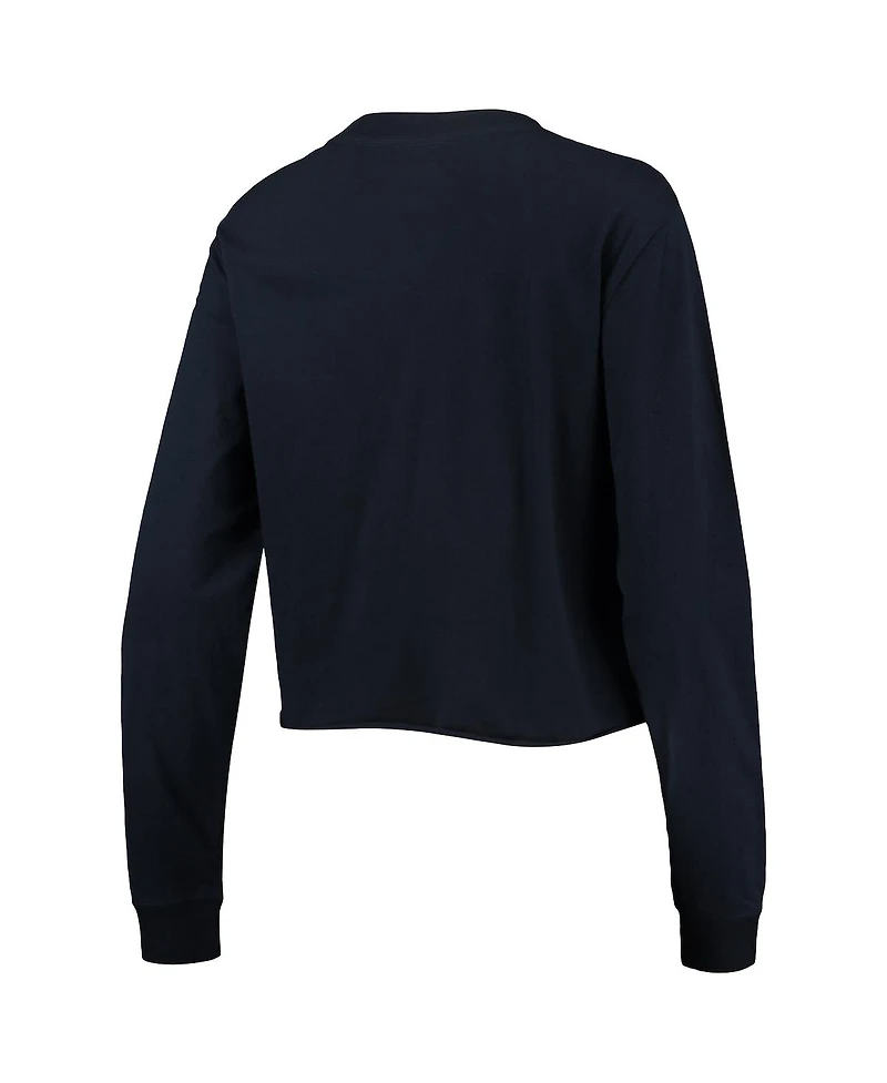Women's New Era Navy Milwaukee Brewers Baby Jersey Cropped Long Sleeve T-shirt