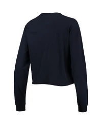 Women's New Era Navy Milwaukee Brewers Baby Jersey Cropped Long Sleeve T-shirt