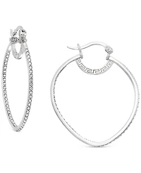 Simone I. Smith Platinum Over Sterling Silver Earrings, Crystal Inside Out Teardrop Hoop Earrings