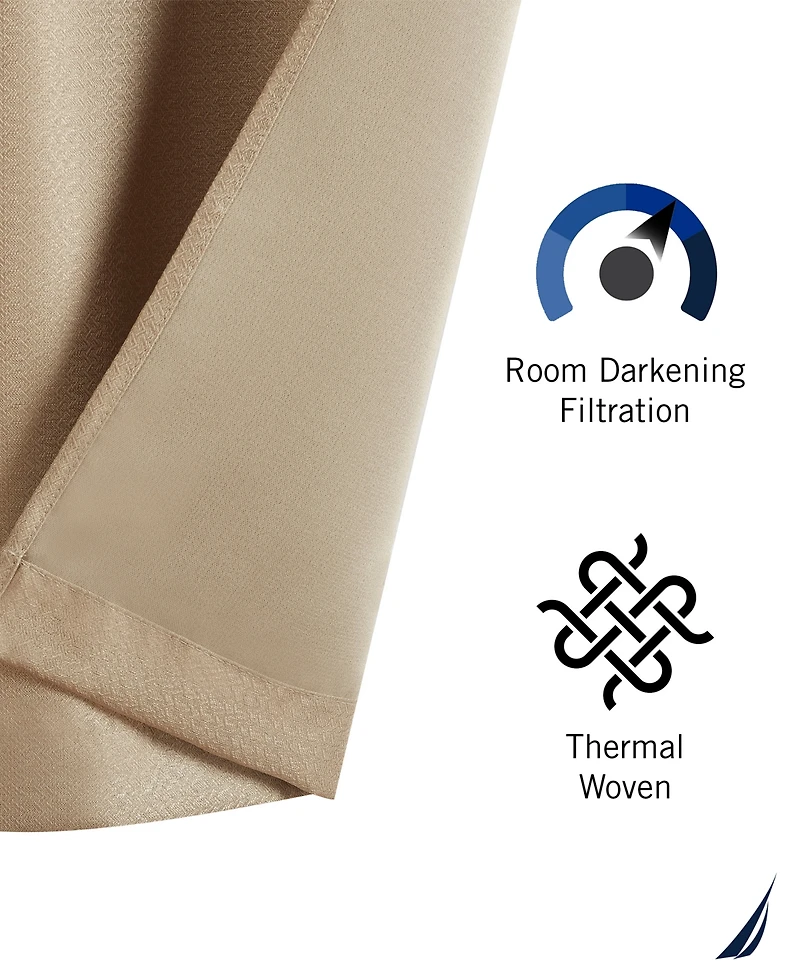 Nautica Milton Thermal Woven Room Darkening Grommet Window Curtain Panel Set, 38" x 96"
