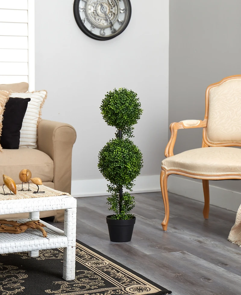 34" Boxwood Double Ball Topiary Artificial Tree Indoor/Outdoor