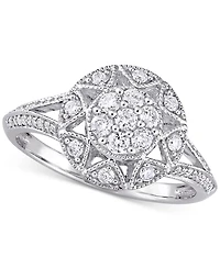 Diamond Vintage-Inspired Cluster Engagement Ring (1/2 ct. t.w.) 14k White Gold