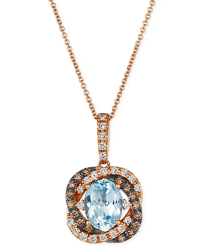 Le Vian Blue Topaz (1-7/8 ct. t.w.) & Diamond (3/8 ct. t.w.) 20" Pendant Necklace in 14k Rose Gold