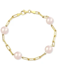 Onyx Bead Paperclip Link Bracelet 18k Gold-Plated Sterling Silver (Also Turquoise, Lapis Lazuli, Red Coral, & Rose Quartz)