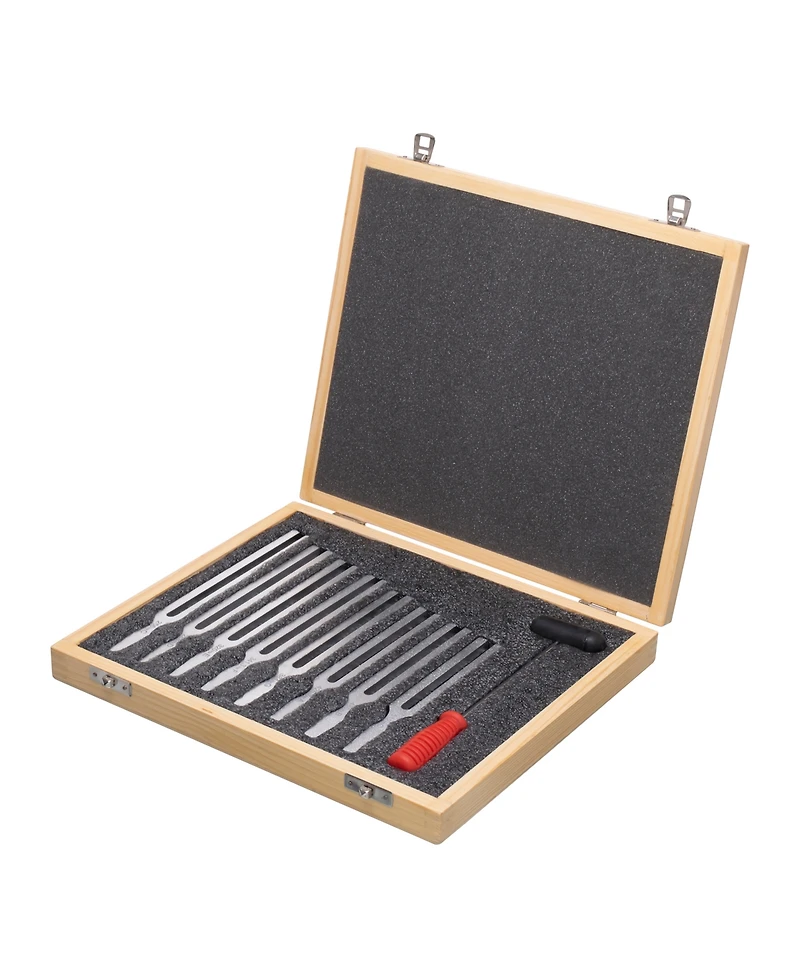 Supertek Tuning Forks with Hammer, Aluminum Set, 9 Piece