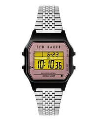 Ted Baker Unisex Ted 80's Silver-Tone Stainless Steel Bracelet Watch 35.5mm