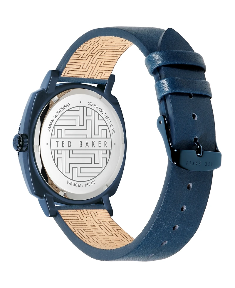 Ted Baker Men's Caine Blue Leather Strap Watch 42mm