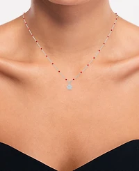 Diamond Accent Star Enamel Bead 18" Pendant Necklace in Sterling Silver or 14k Gold-Plated Sterling Silver