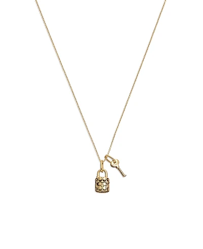 Coach Quilted Padlock Key Necklace