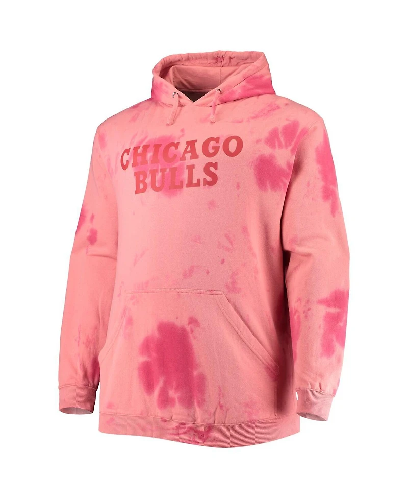 Men's Fanatics Red Chicago Bulls Big and Tall Wordmark Cloud Dye Pullover Hoodie