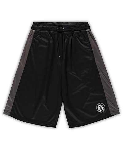 Men's Fanatics Black, Charcoal Brooklyn Nets Big and Tall Performance Shorts
