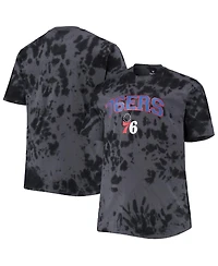 Men's Black Philadelphia 76ers Big and Tall Marble Dye Tonal Performance T-shirt