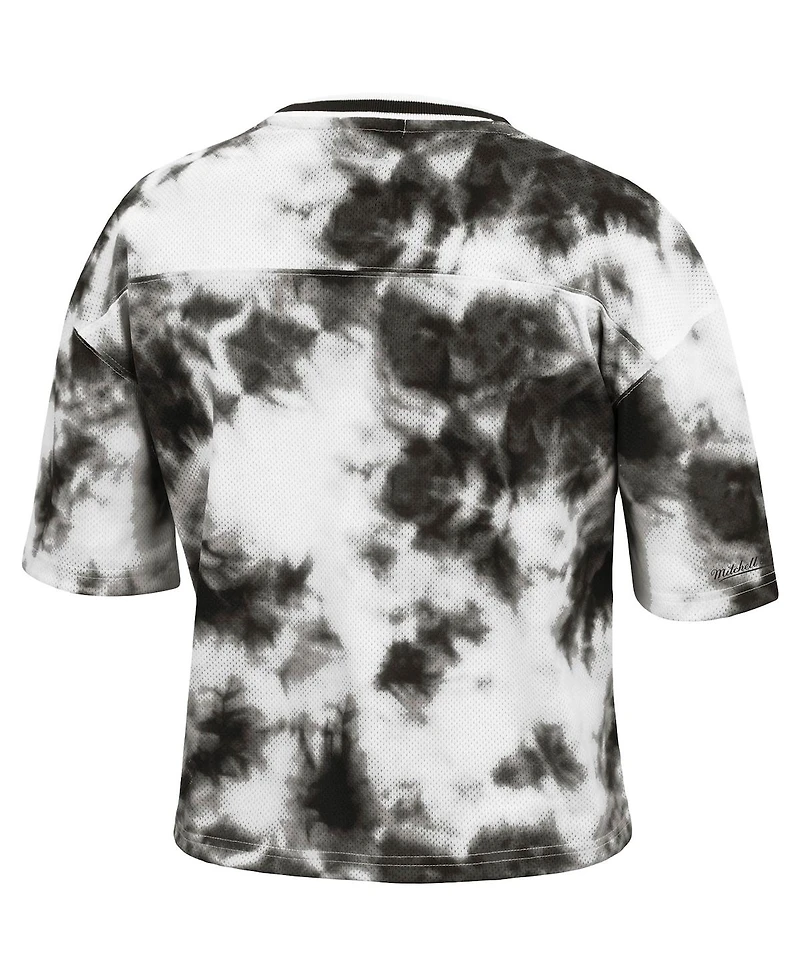 Women's Mitchell & Ness Black, White Toronto Raptors Hardwood Classics Tie-Dye Cropped T-shirt