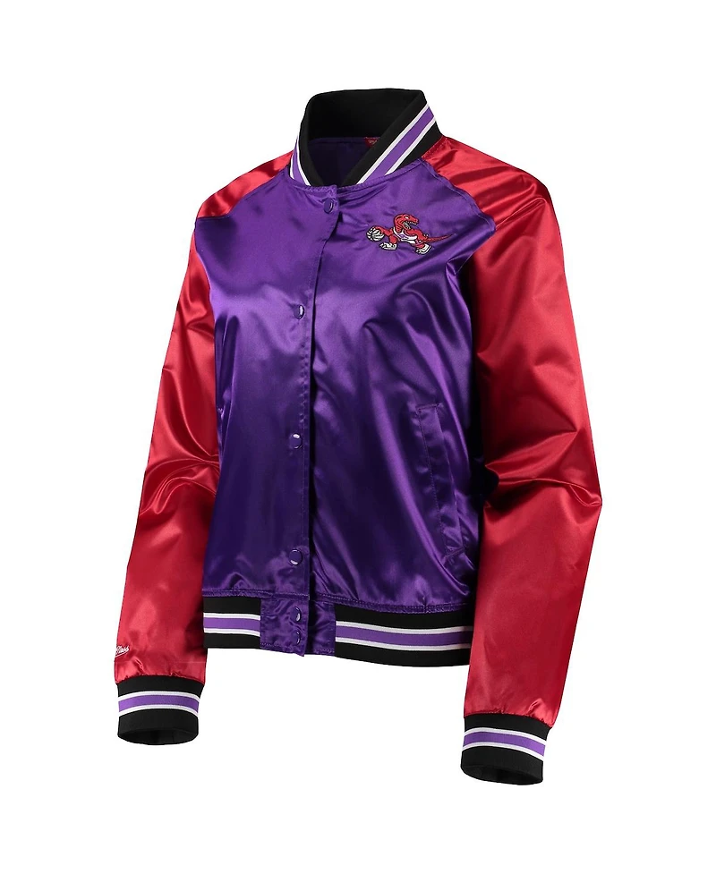 Women's Mitchell & Ness Purple Toronto Raptors Hardwood Classics Raglan Satin Full-Snap Jacket