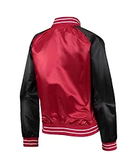 Women's Mitchell & Ness Red Chicago Bulls Hardwood Classics Raglan Satin Full-Snap Jacket