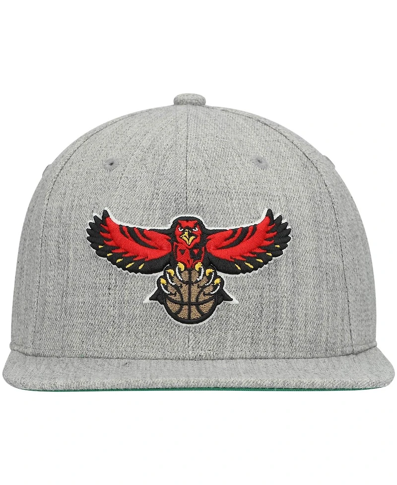 Men's Mitchell & Ness Heathered Gray Atlanta Hawks Hardwood Classics Team 2.0 Snapback Hat