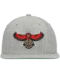 Men's Mitchell & Ness Heathered Gray Atlanta Hawks Hardwood Classics Team 2.0 Snapback Hat