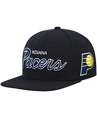 Men's Mitchell & Ness Black Indiana Pacers Hardwood Classics Script 2.0 Snapback Hat