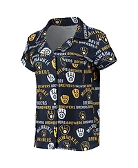 Women's Concepts Sport Navy Milwaukee Brewers Flagship Allover Print Top and Shorts Sleep Set