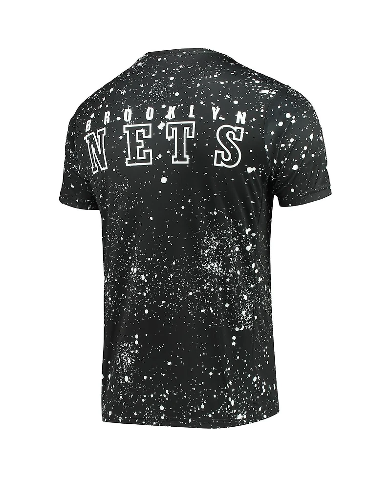 Men's Black Brooklyn Nets Splatter Print T-shirt