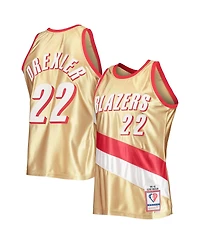Men's Mitchell & Ness Clyde Drexler Gold Portland Trail Blazers 75th Anniversary 1991-92 Hardwood Classics Swingman Jersey