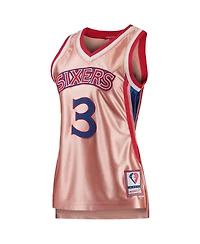 Women's Mitchell & Ness Allen Iverson Pink Philadelphia 76ers 75th Anniversary Rose Gold 1996 Swingman Jersey