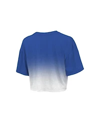 Women's Majestic Threads Royal and White Philadelphia 76ers Repeat Dip-Dye Cropped T-shirt
