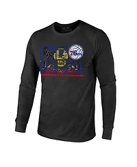 Men's Majestic Threads Black Philadelphia 76ers City and State Tri-Blend Long Sleeve T-shirt