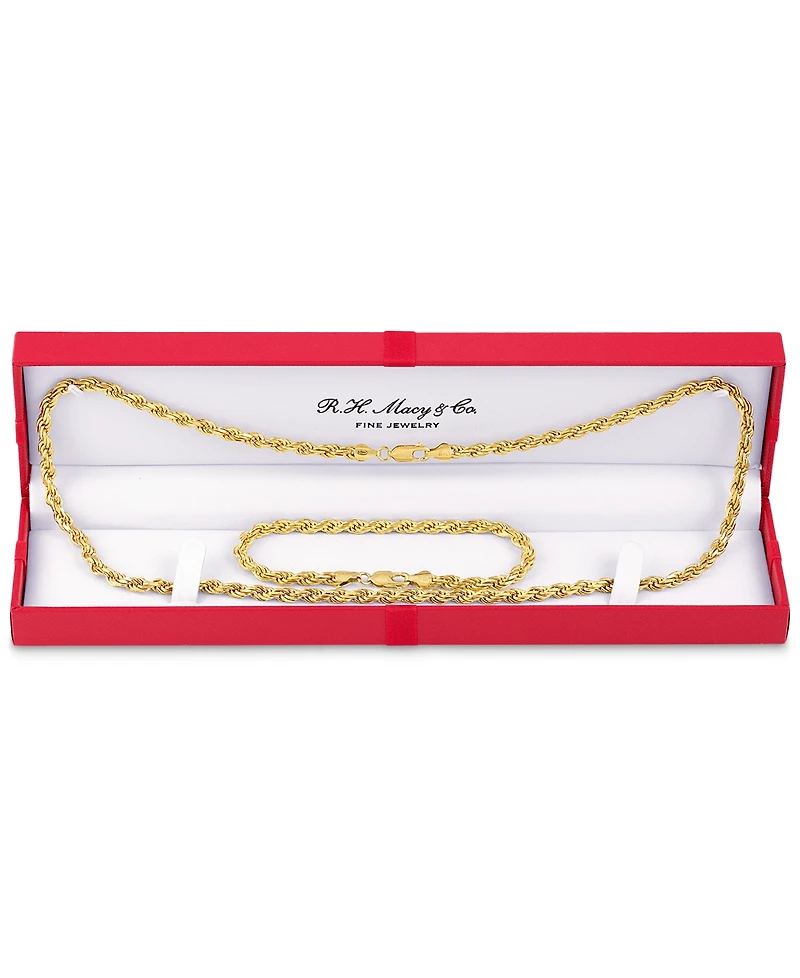 Esquire Men's Jewelry 2-Pc. Set 22" Rope Link Chain Necklace & Matching Bracelet, Created for Macy's
