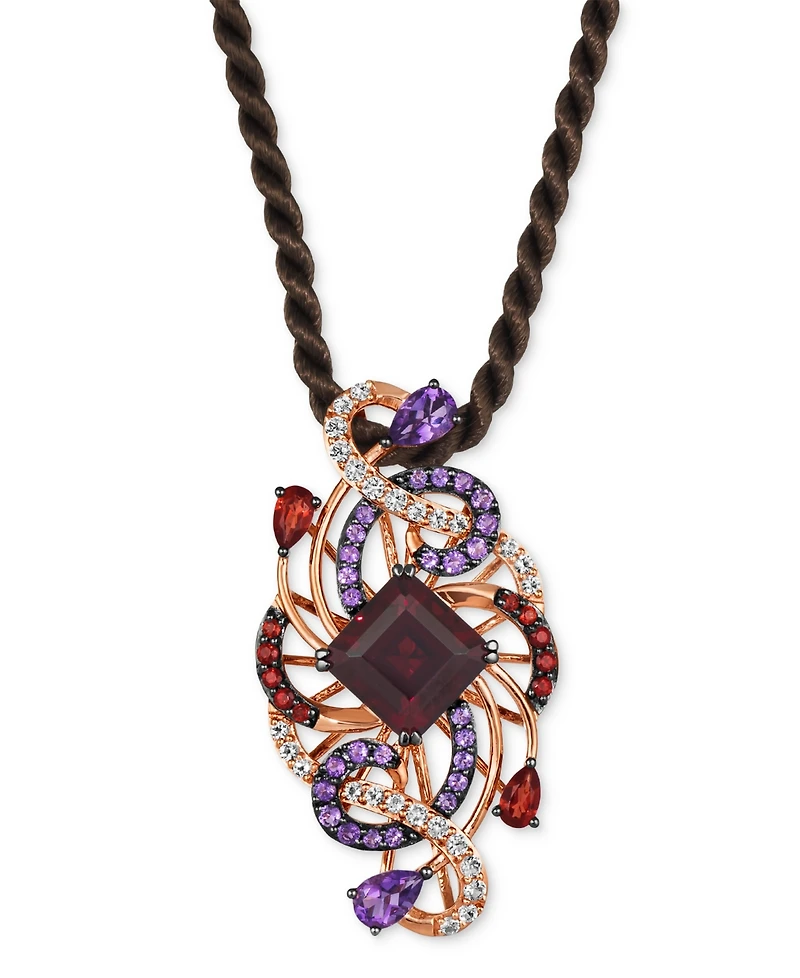 Le Vian Crazy Collection Multi-Gemstone Swirl Silk Cord 20" Pendant Necklace (8-1/2 ct. t.w.) in 14k Rose Gold