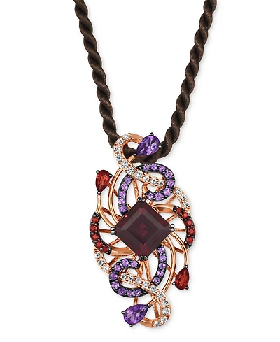 Le Vian Crazy Collection Multi-Gemstone Swirl Silk Cord 20" Pendant Necklace (8-1/2 ct. t.w.) in 14k Rose Gold