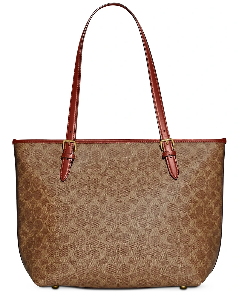 Coach Signature Coated Canvas Taylor Tote with C Dangle Charm