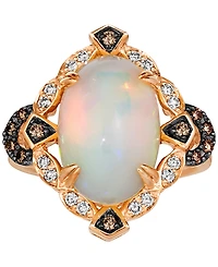 Le Vian Neopolitan Opal (3-1/5 ct. t.w.) & Diamond (1/4 ct. t.w.) Halo Ring in 14k Rose Gold