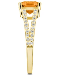 Macy's Citrine and Diamond Accent Ring 14K Yellow Gold