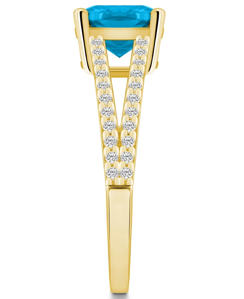 Macy's Blue Topaz and Diamond Accent Ring 14K Yellow Gold