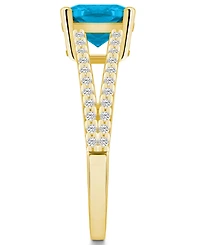 Macy's Blue Topaz and Diamond Accent Ring 14K Yellow Gold