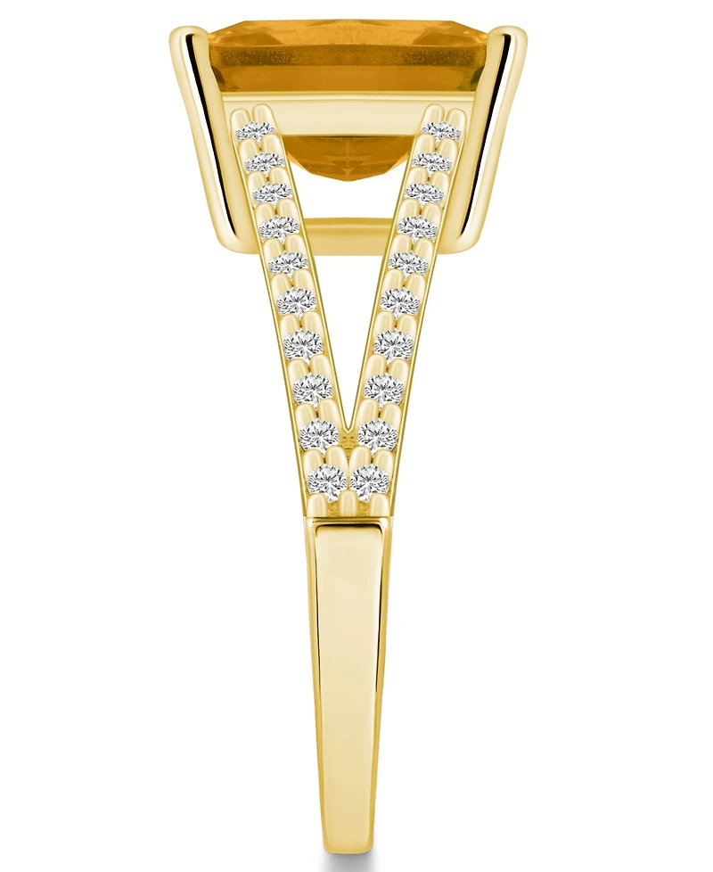 Macy's Citrine and Diamond Accent Ring 14K Yellow Gold