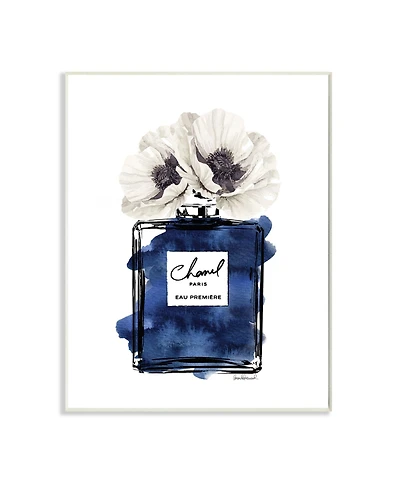 Stupell Industries Deep Blue Fashion Fragrance Bottle Glam Florals Art