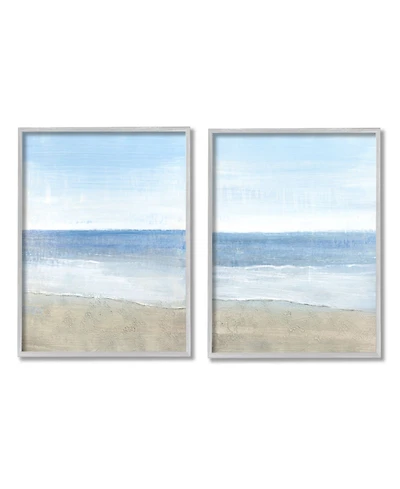 Stupell Industries Coastal Seafoam Beach Waves Soft Tide Landscape Art, Set of 2, 11" x 14"
