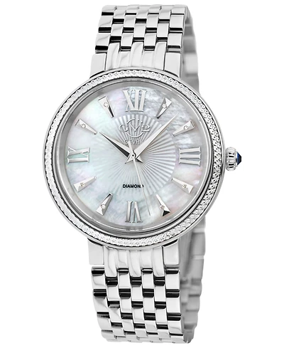 Gevril Women's Genoa Swiss Quartz Silver-Tone Stainless Steel Bracelet Watch 36mm