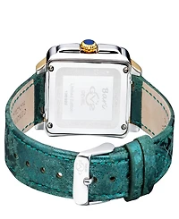 Gevril Women's Bari Tortoise Swiss Quartz Italian Green Leather Strap Watch 34mm