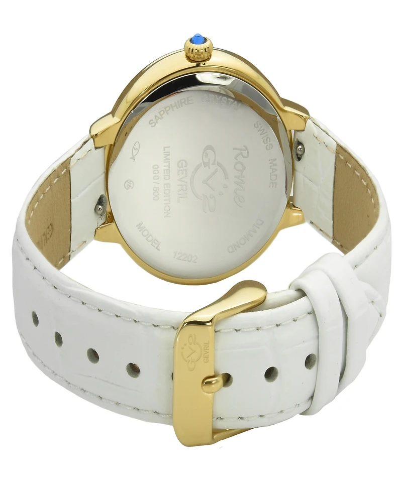 Gevril Women's Rome Swiss Quartz White Genuine Leather Strap Watch 36mm