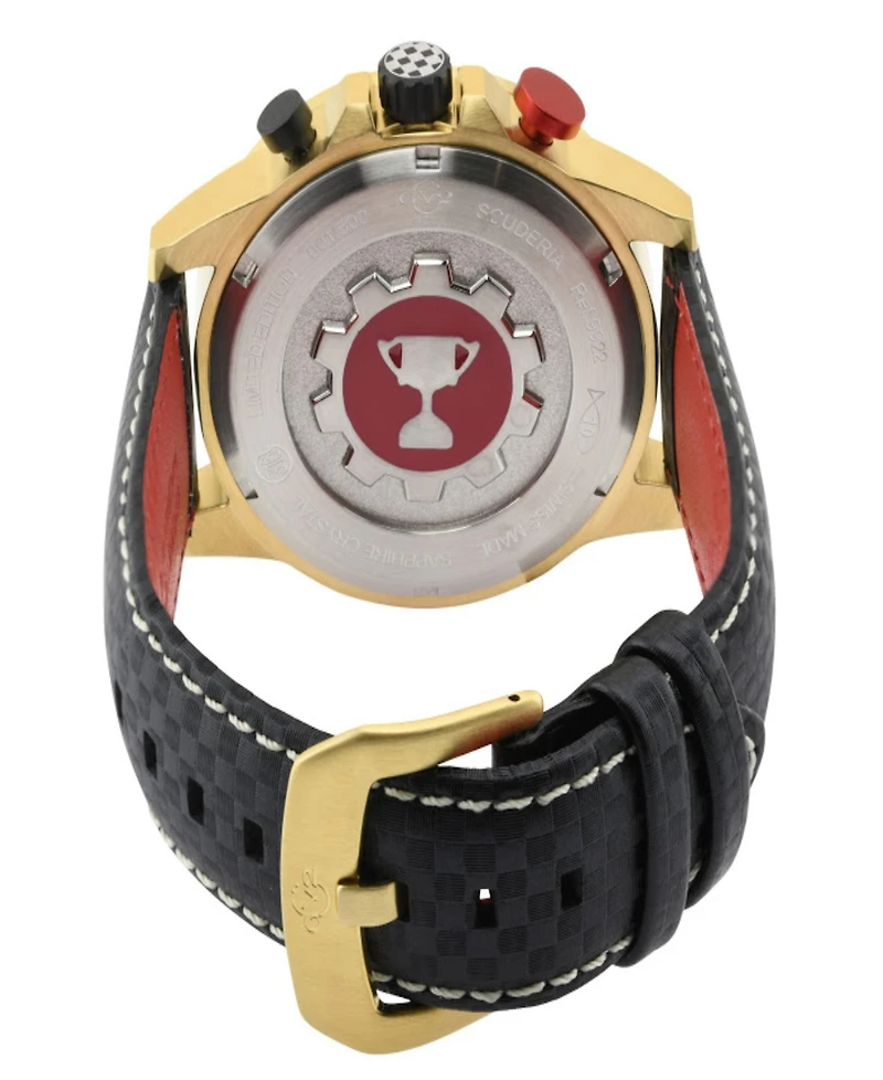 Gevril Men's Scuderia Swiss Quartz Italian Black Leather Strap Watch 45mm