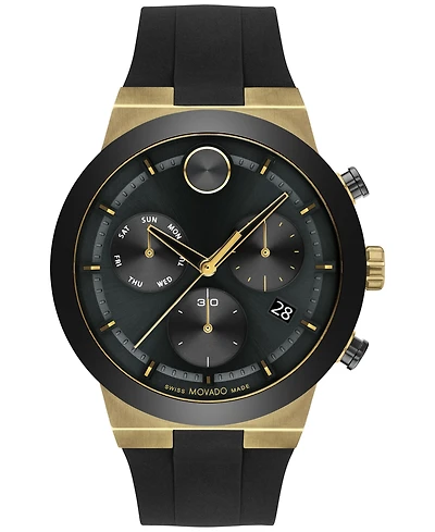 Movado Men's Swiss Chronograph Bold Fusion Black Silicone Strap Watch 45mm